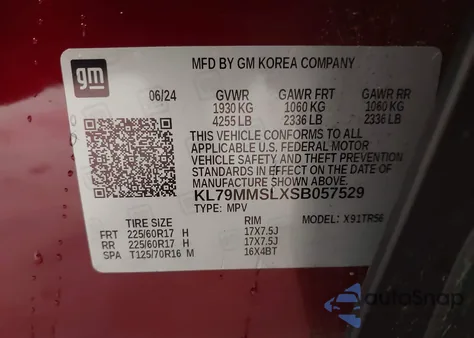 2025 Chevrolet Trailblazer Fwd Ls из США, поврежденный, VIN KL79MMSLXSB057529